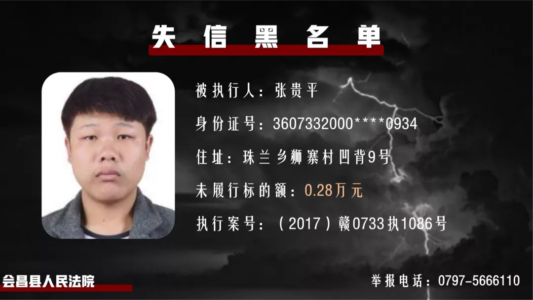 曝光！会昌法院公布一批失信被执行人名单！