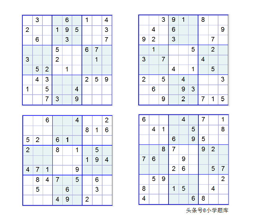 入门班数独7，九宫数独练习和方法（100道）