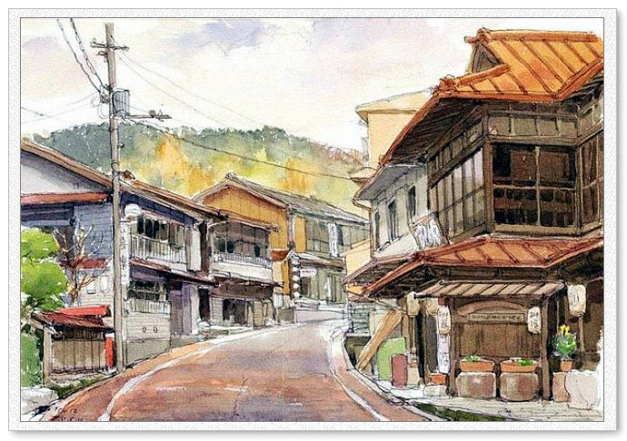 东亚风情 -- 高崎尚昭水彩画