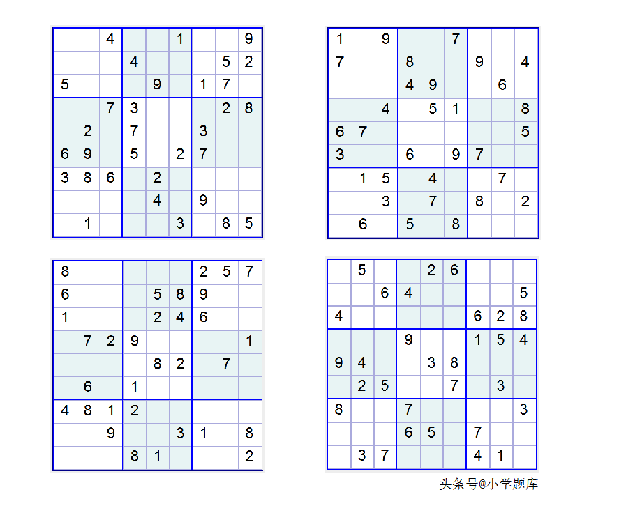 入门班数独7，九宫数独练习和方法（100道）