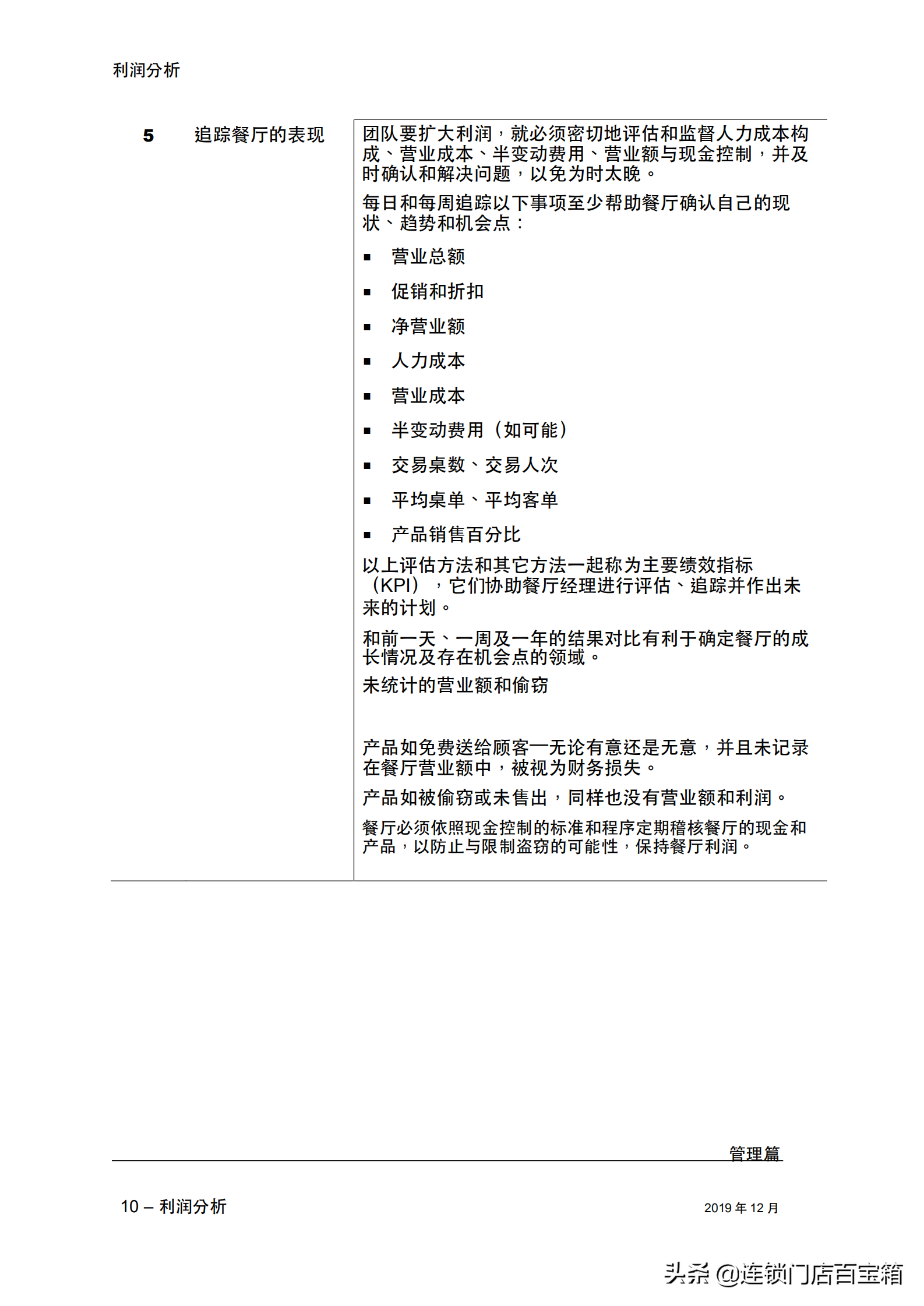 餐饮老板快收藏：一本手册让你的餐厅经理学会利润分析