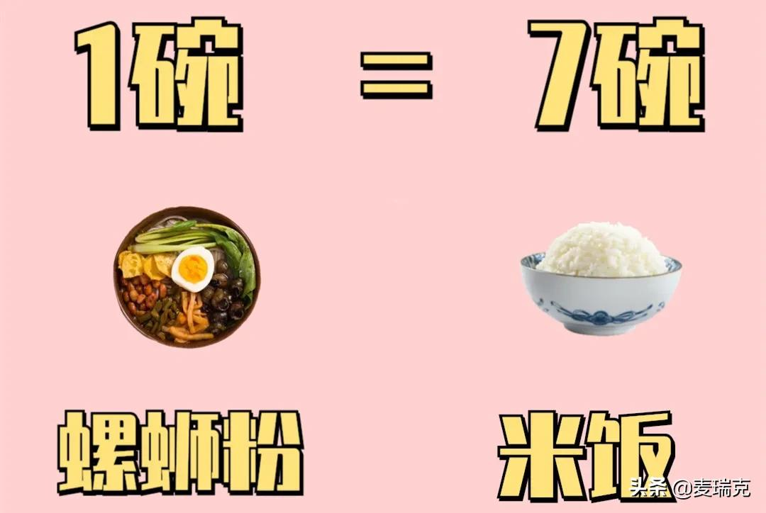 一份白米飯約110大卡,一份螺螄粉的熱量確實相當於7碗左右的白米飯.