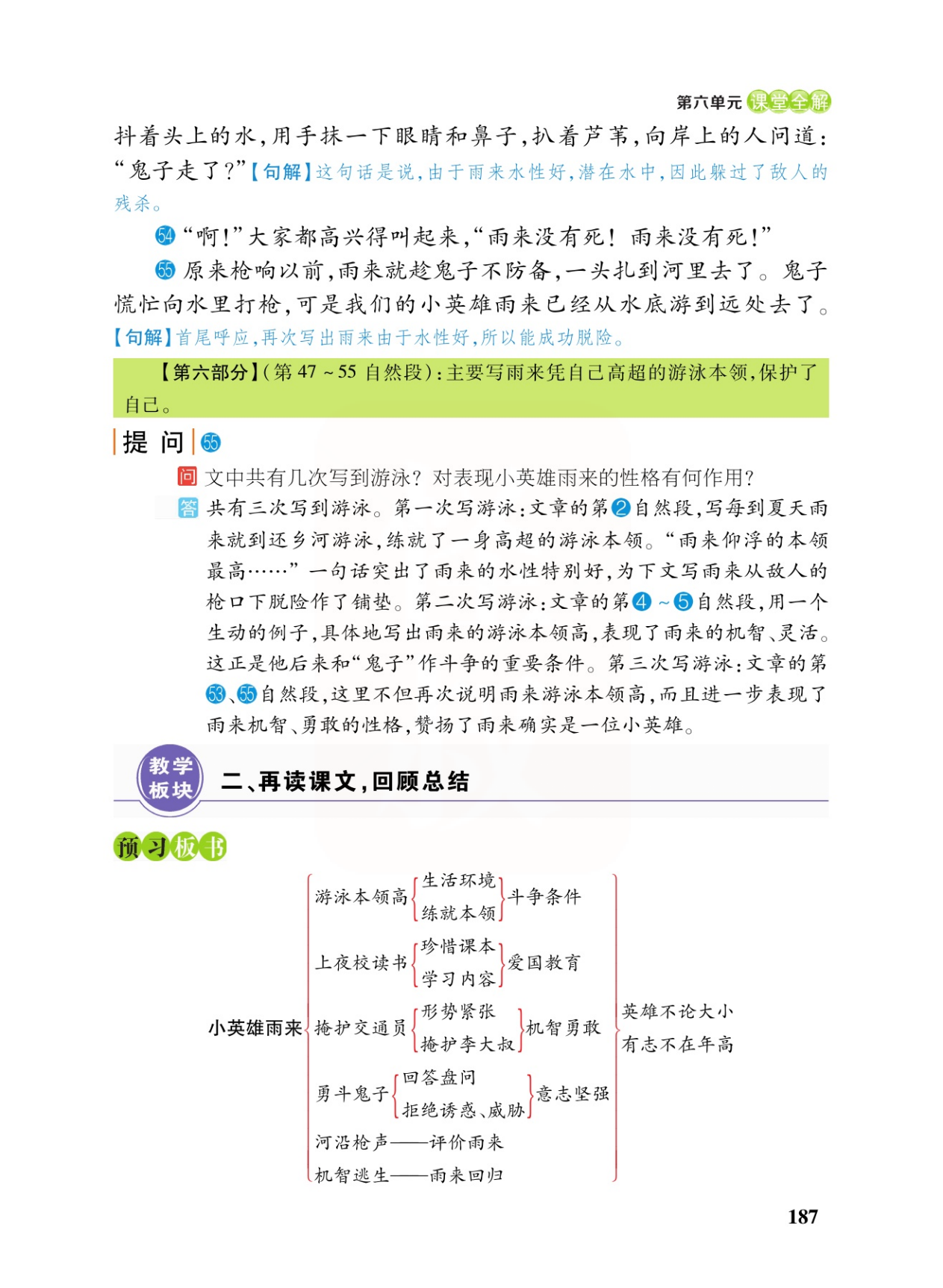 四年级语文下，18课《小英雄雨来》课堂笔记及全文解析