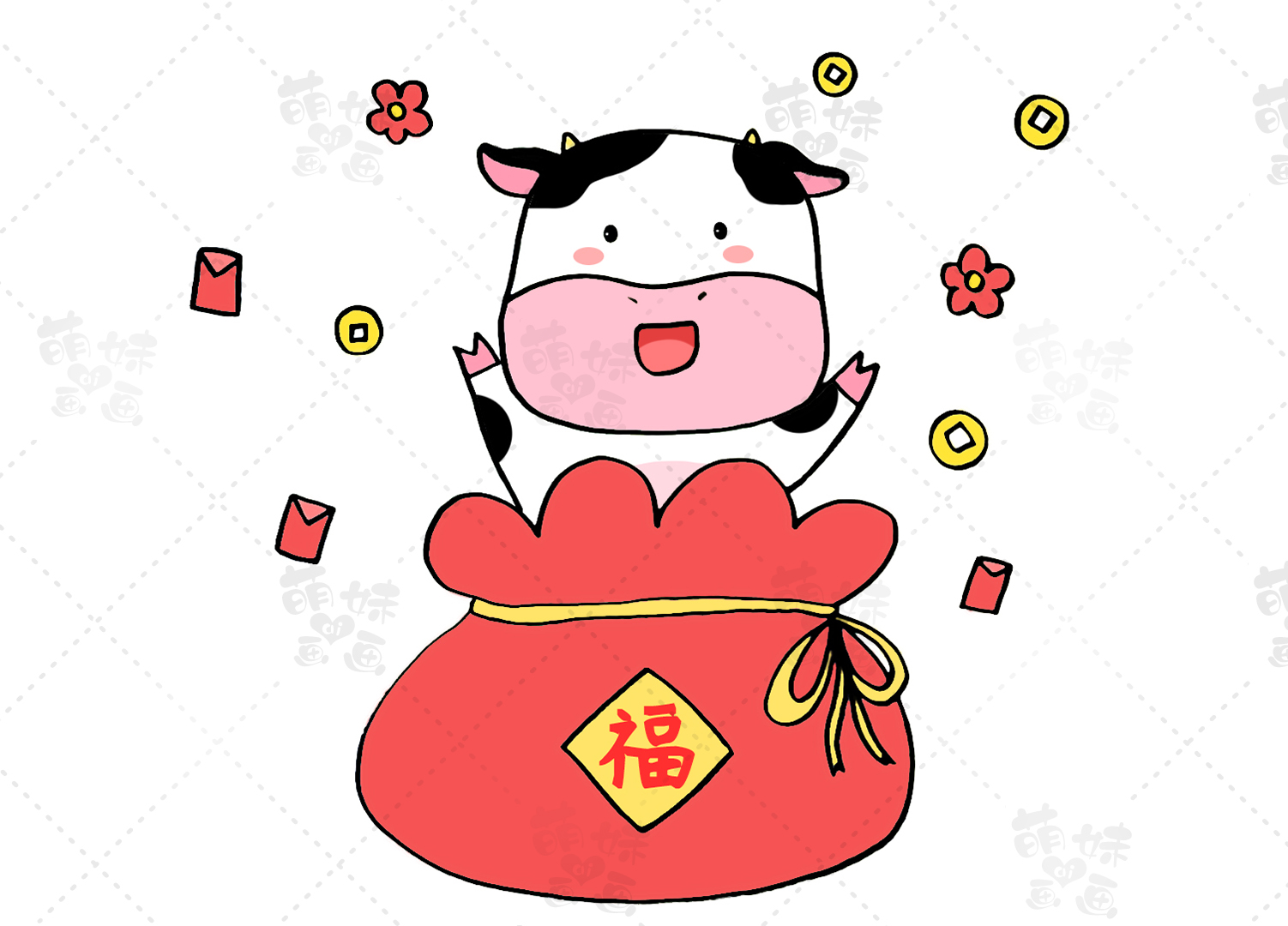 学画8只小牛简笔画,简单又可爱,可收藏备用