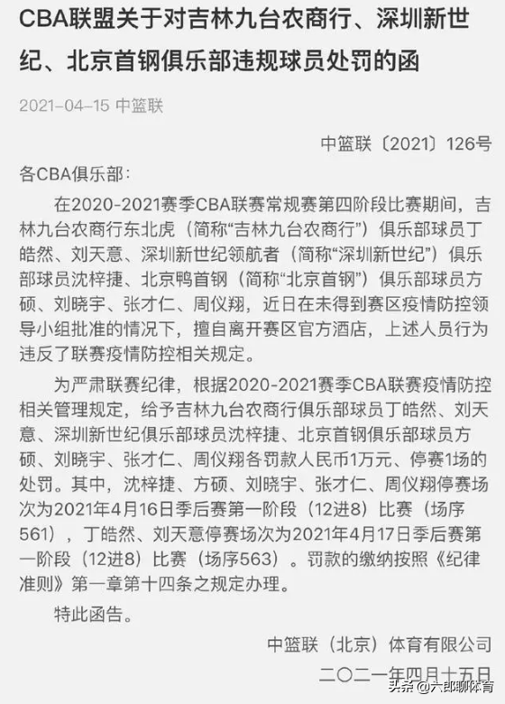 cba7名球员为什么禁赛(CBA下狠手！7名球员被禁赛 多支球队季后赛形势突变)