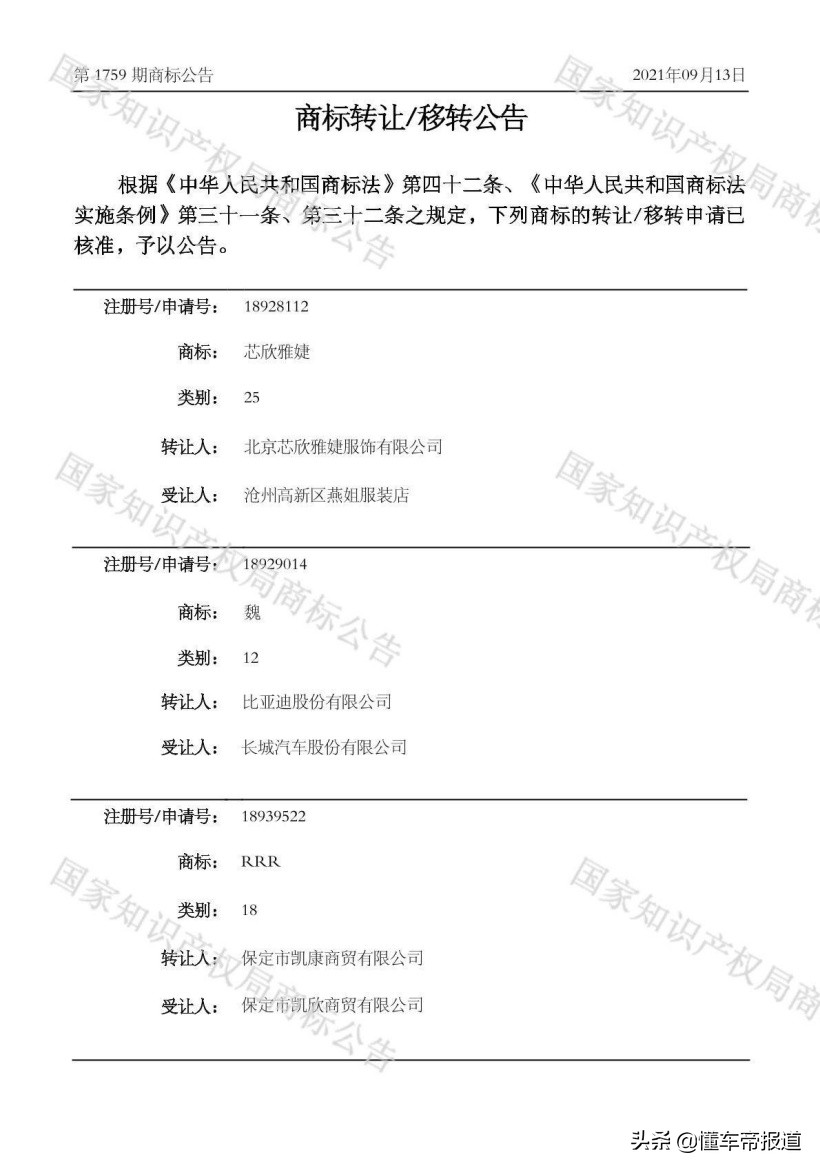 关注｜长城汽车高管回应比亚迪转让“魏”商标：天下车企一家亲