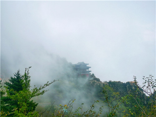 雨后泰山 云雾起 秋意浓