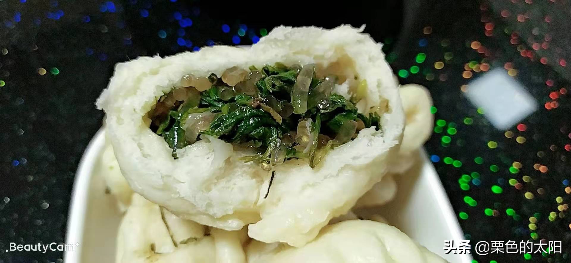 家常的美味——纯素的荠菜粉条馅包子