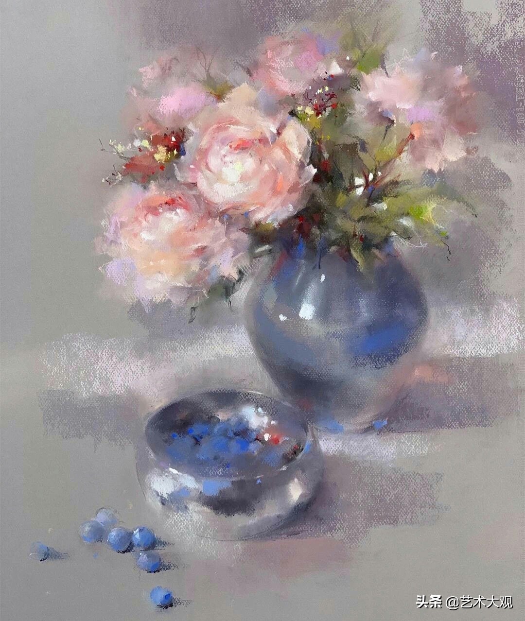 绚丽的花卉色粉画——法国女画家奥莱娜绘画作品欣赏