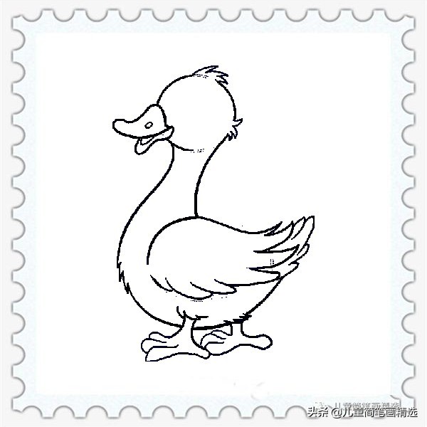 儿童简笔画精选【家禽家畜】-小黄鸭的画法