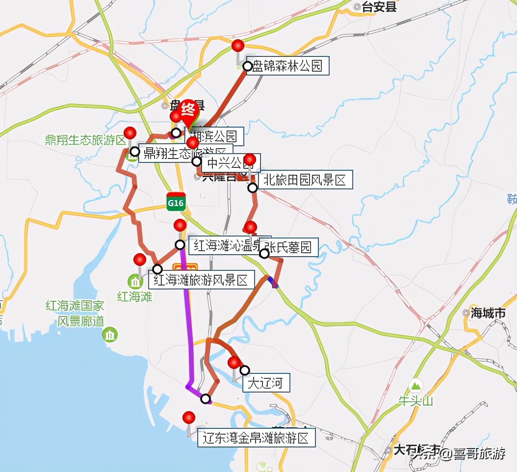 金帛滩旅游区-大辽河-张氏墓园-北旅田园风景区-中兴公园-辽宁盘锦