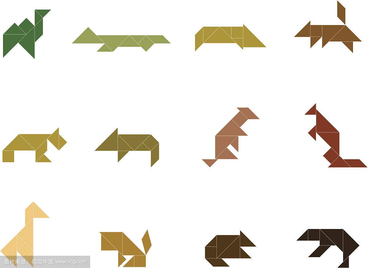 还记得我们从小玩的七巧板嘛,它所拼成的图形你们还记得嘛