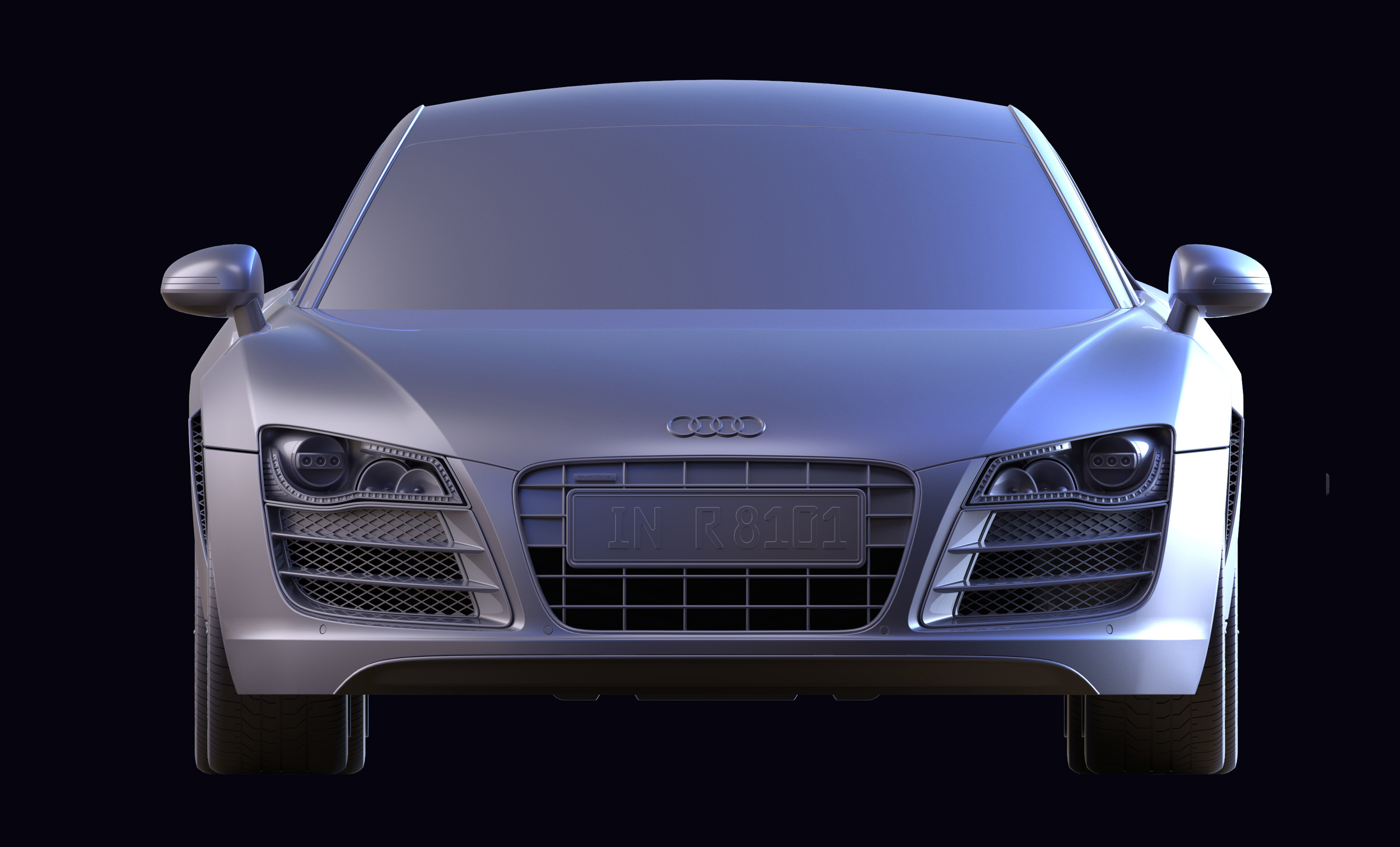 一套帅到爆炸的奥迪R8轿车3D模型（带发动机、座椅、方向盘图纸）