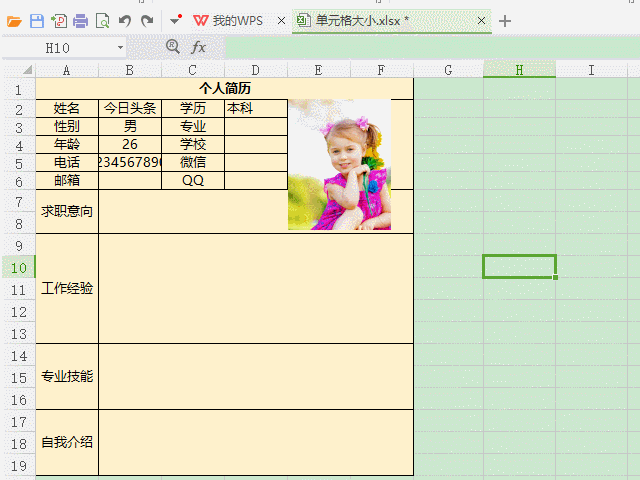 WPS Excel入门2：怎样快速调整单元格大小