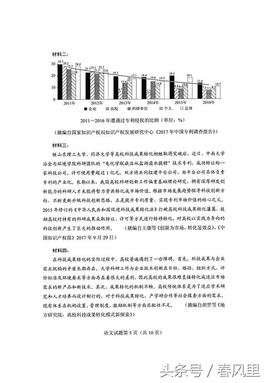 2018高考吉林卷语文真题及答案参考（全国卷II语文图文版）