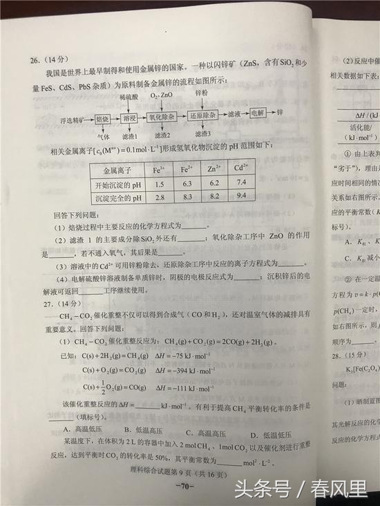 2018高考吉林卷理科综合真题及答案参考（全国卷II理综图文版）