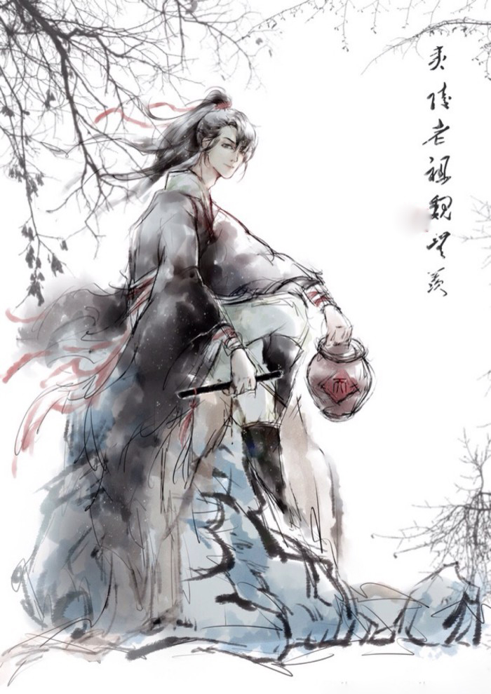 魔道祖师壁纸插画更图：君不见陌上花开落几度，燕影疏斜去又还