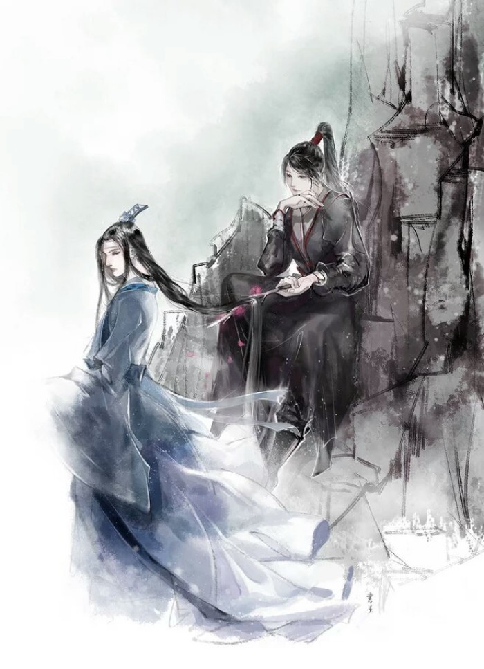 魔道祖师壁纸插画更图：君不见陌上花开落几度，燕影疏斜去又还