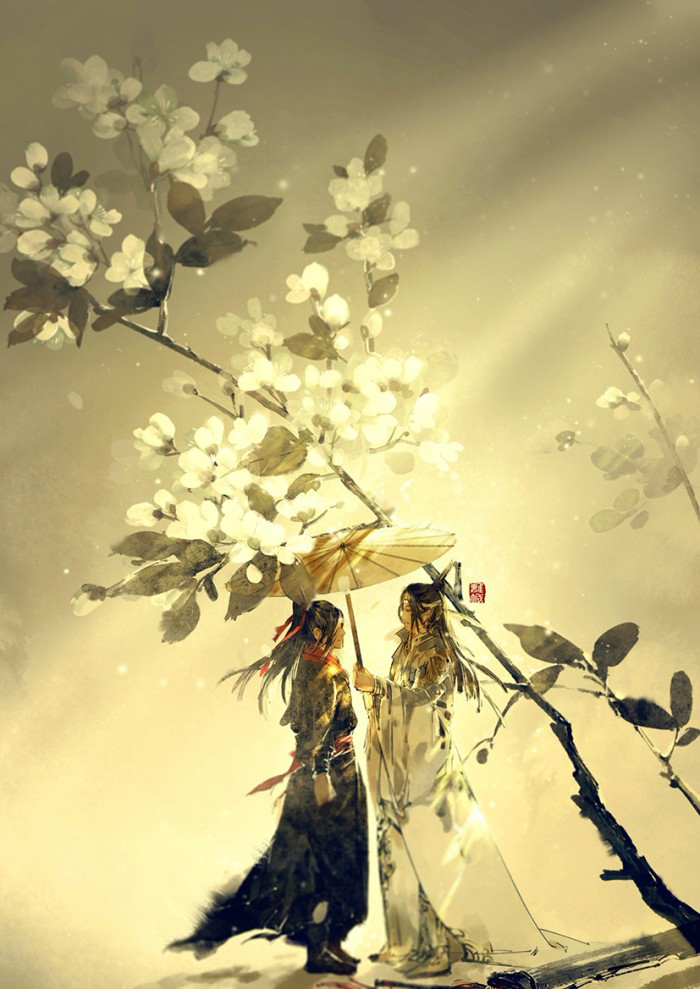 魔道祖师壁纸插画更图：君不见陌上花开落几度，燕影疏斜去又还