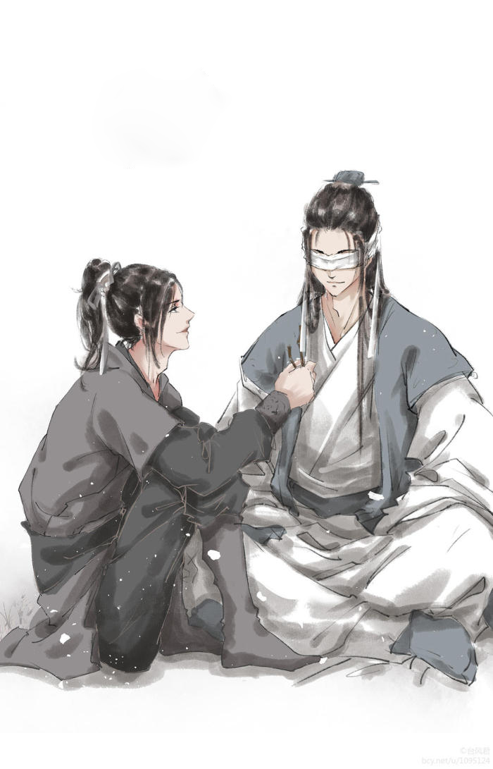 魔道祖师壁纸插画更图：君不见陌上花开落几度，燕影疏斜去又还