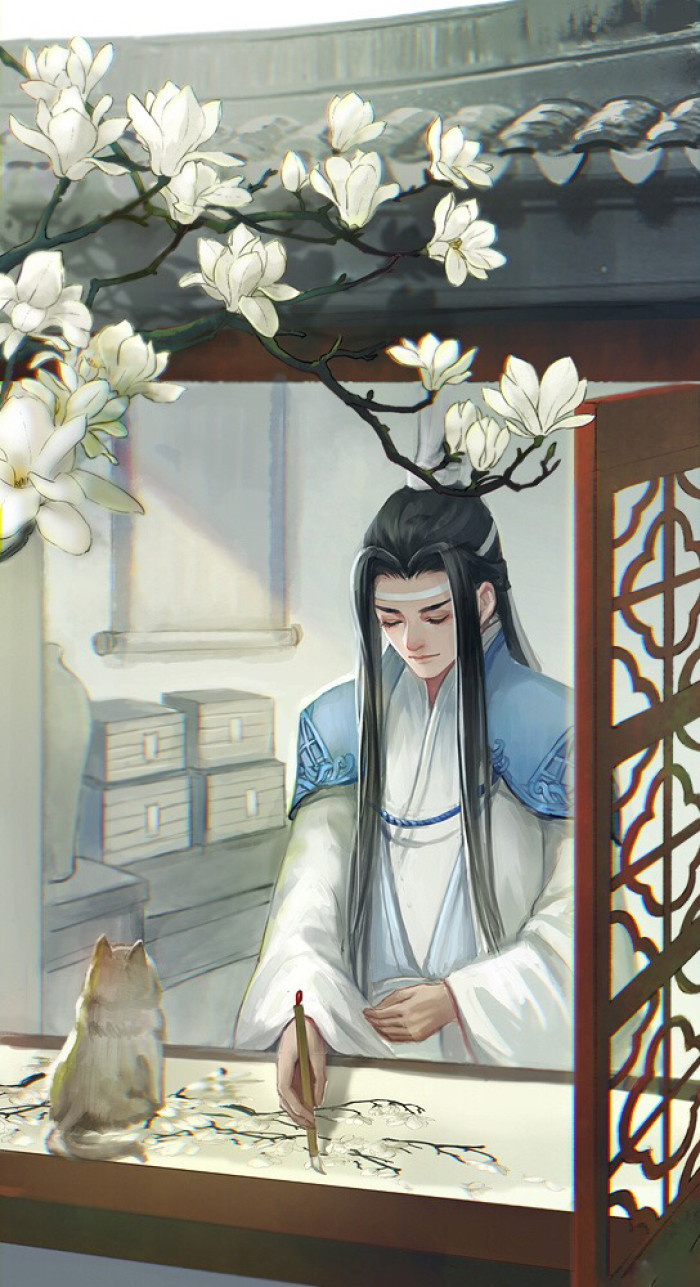 魔道祖师壁纸插画更图：君不见陌上花开落几度，燕影疏斜去又还