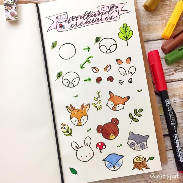 少女心手帐简笔画人物(实用的手账简笔画素材,萌翻少女心的小插图简笔