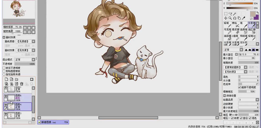 sai软件绘画动漫人物