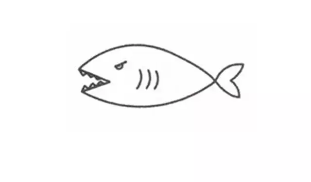 「儿童简笔画」大海里最凶猛的大白鲨的绘画步骤