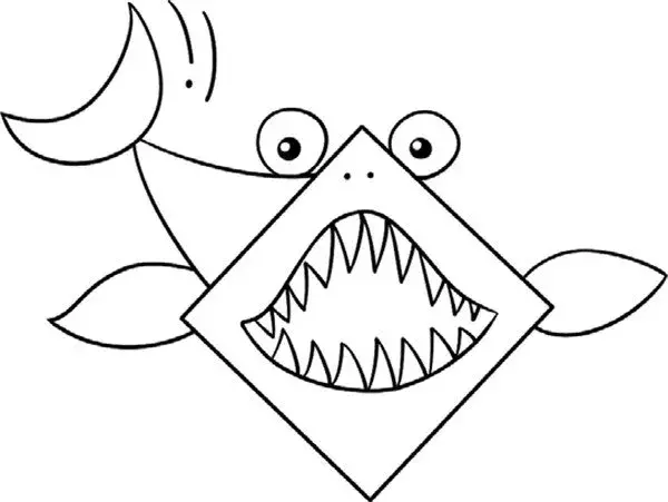 「儿童简笔画」大海里最凶猛的大白鲨的绘画步骤