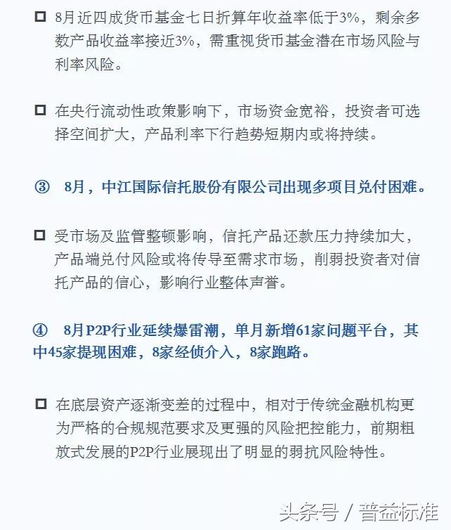 8月各类理财产品收益下降，信托产品收益涨至8.59%