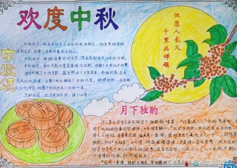 精選小學生中秋節主題手抄報,內容豐富,簡單易學