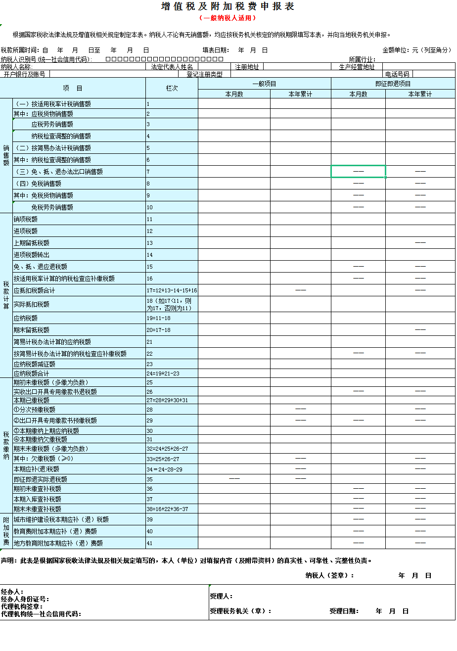 纳税申报表要这么填！增值税主表+附列资料+明细表填写说明