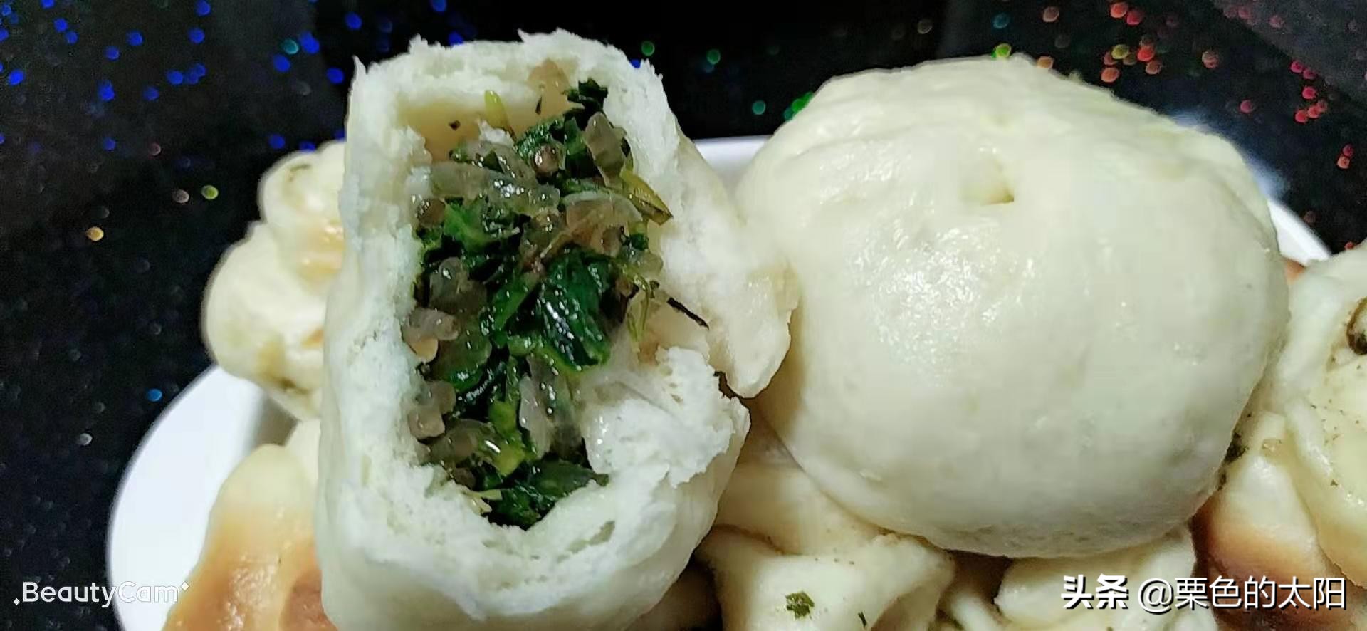 家常的美味——纯素的荠菜粉条馅包子