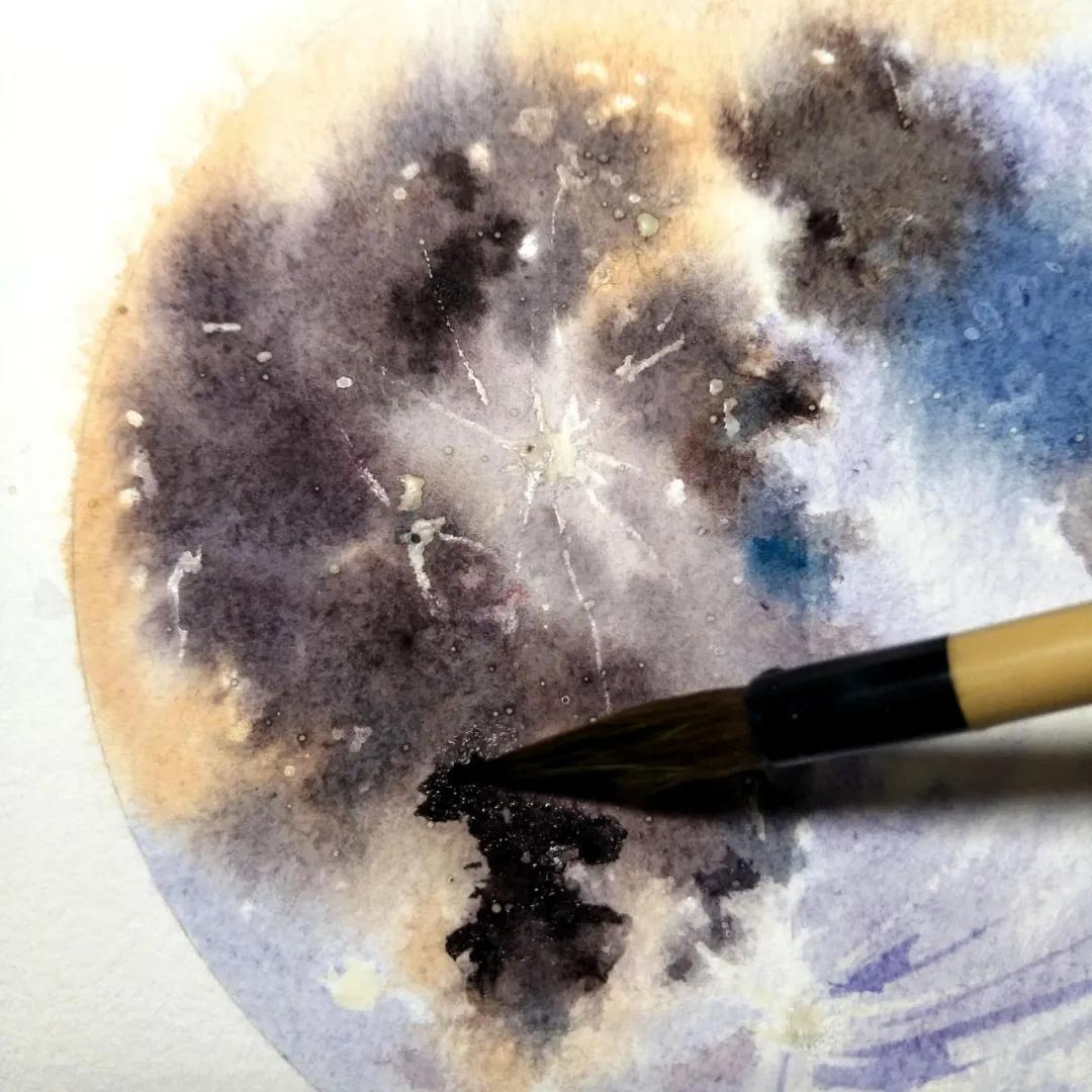 水彩教程——治愈系列水彩月球画法