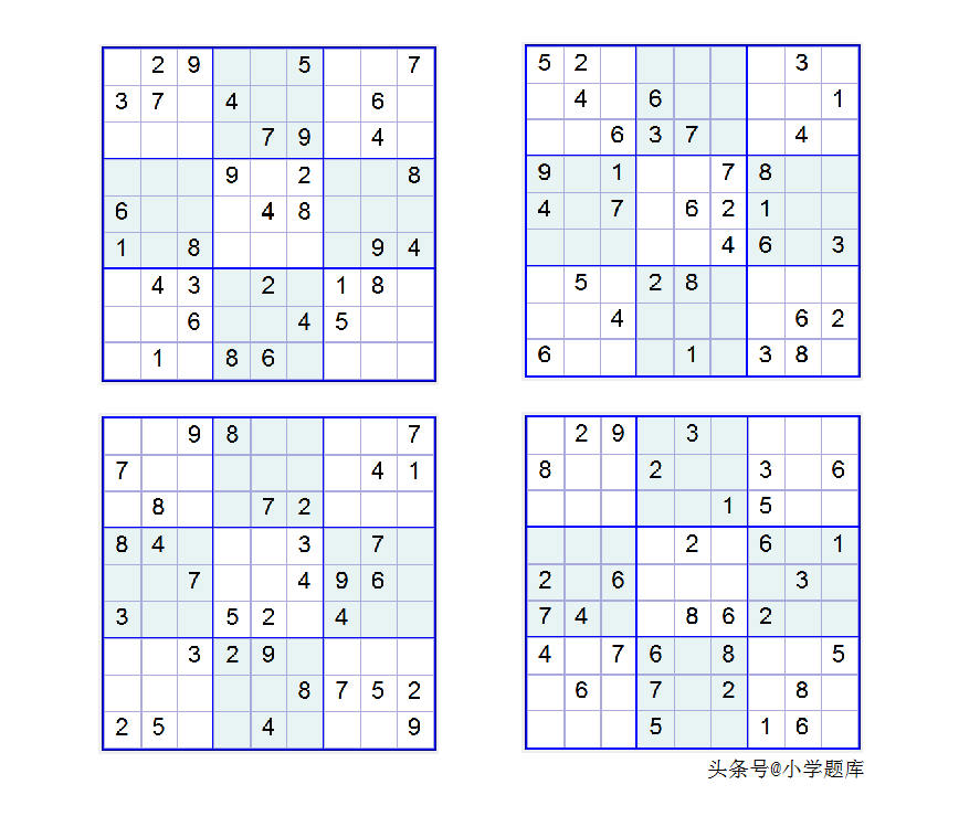 入门班数独7，九宫数独练习和方法（100道）