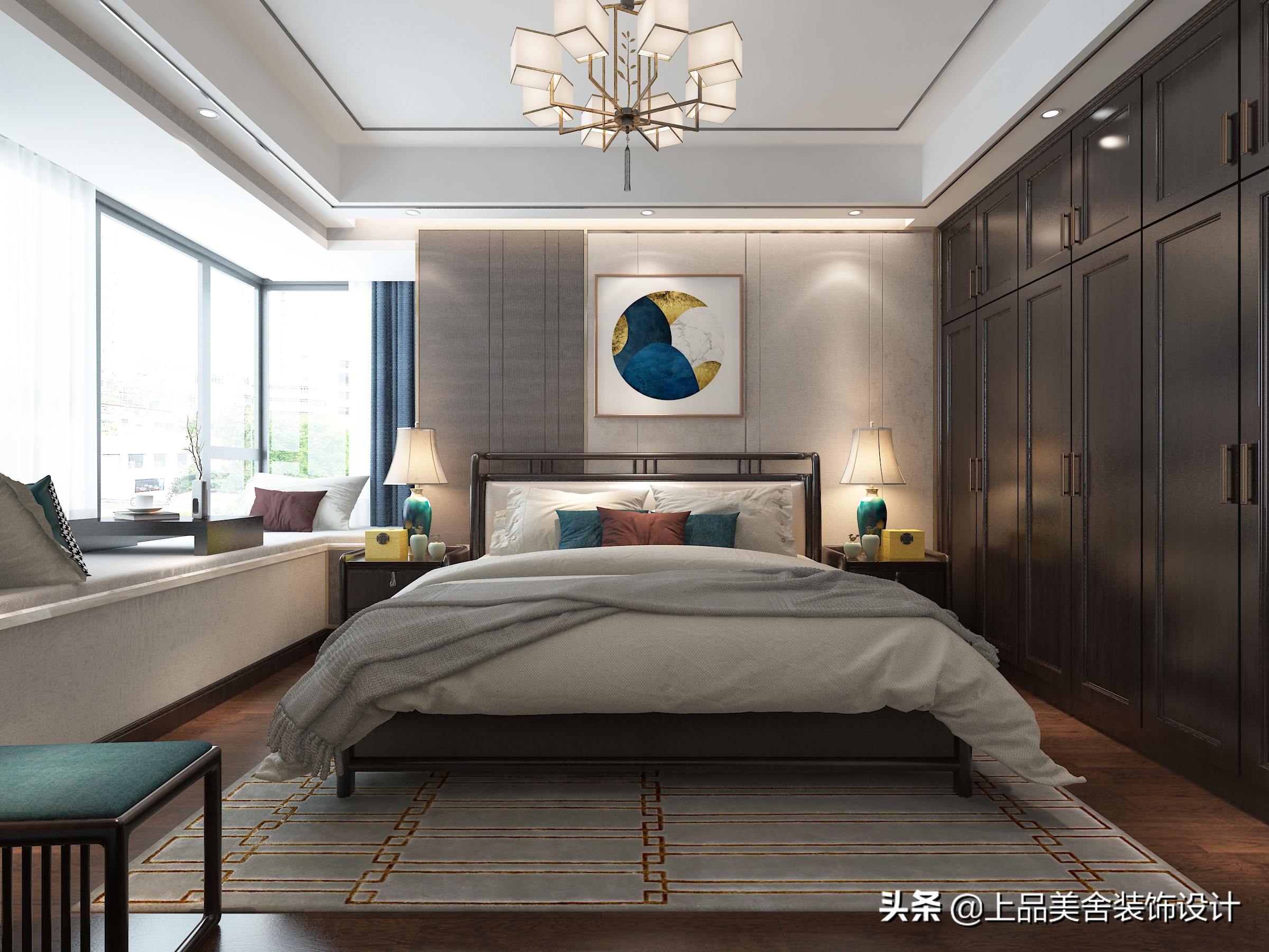126㎡三房装中式，黑胡桃显中式清雅之美，仅玄关鞋柜就超实用