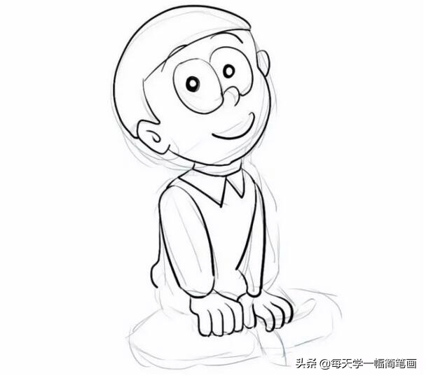 每天学一幅简笔画--哆啦a梦野比大雄简笔画教程图片