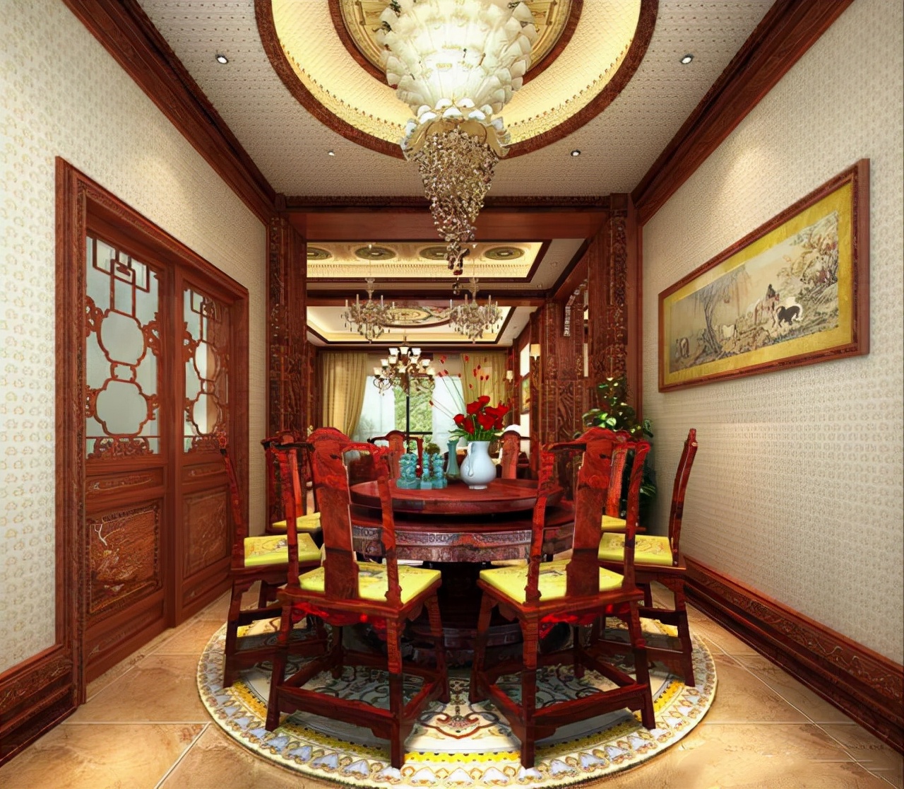 建造在农村里的别墅，配上中式装修，满屋的红木飘香，惊艳了我