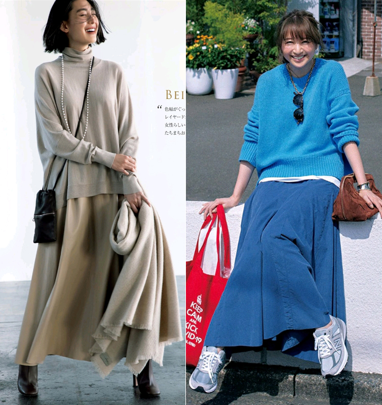 长裙+针织衫=中年女人的时髦“天花板”，5个秋季搭配思路超实用
