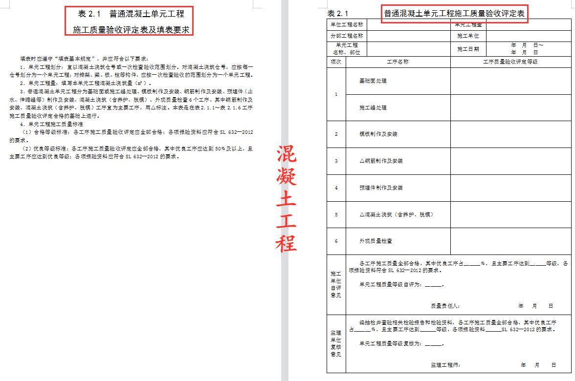 水利验收难？水利工程验收评定表及填表说明，500多张表格太齐全