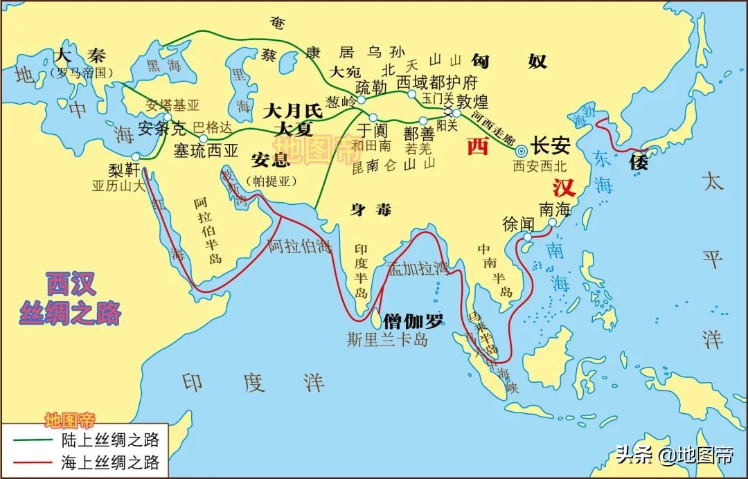陆上丝绸之路线路图片