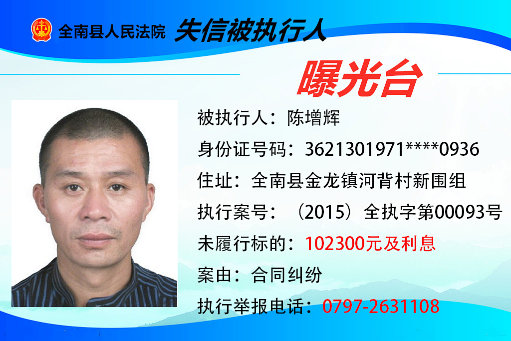 曝光！这些赣州人欠钱不还！你认识吗？