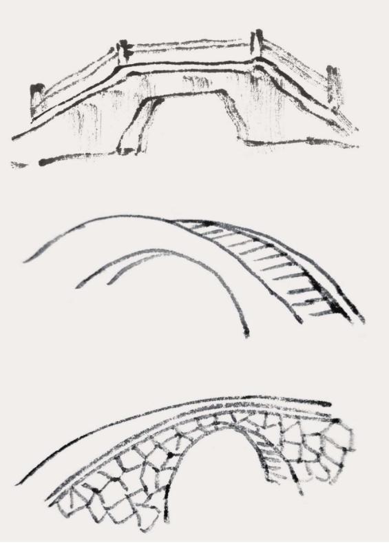 山水畫中點景畫法——塔和橋的畫法