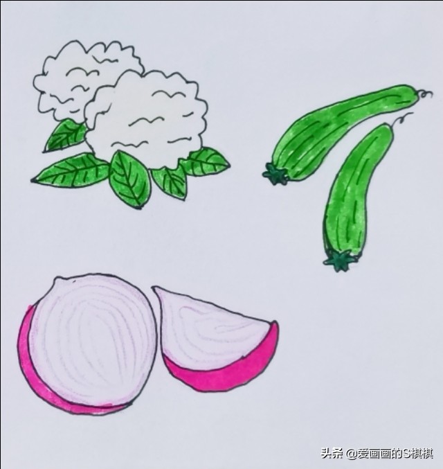 在家没事就带着孩子一起画蔬菜吧，各种简单可爱的蔬菜收藏起来