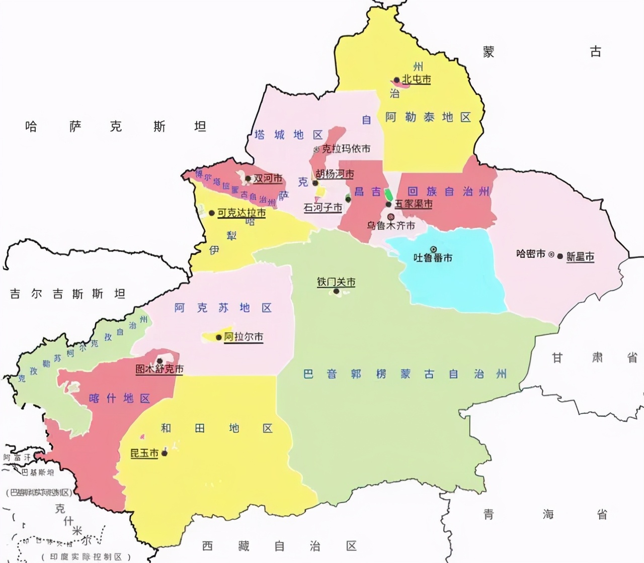 中国新疆地图 放大图片