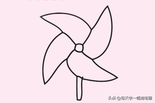 城堡风车简笔画(每天学一幅简笔画-春天里的风车简笔画简单画法步骤