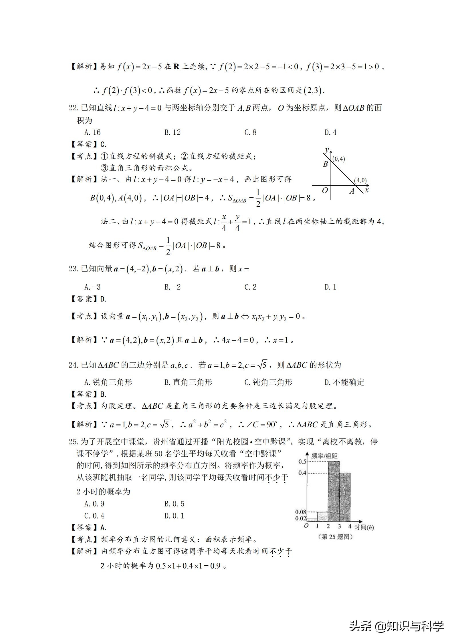 贵州省2020年7月普通高中学业水平考试数学真题及答案详解