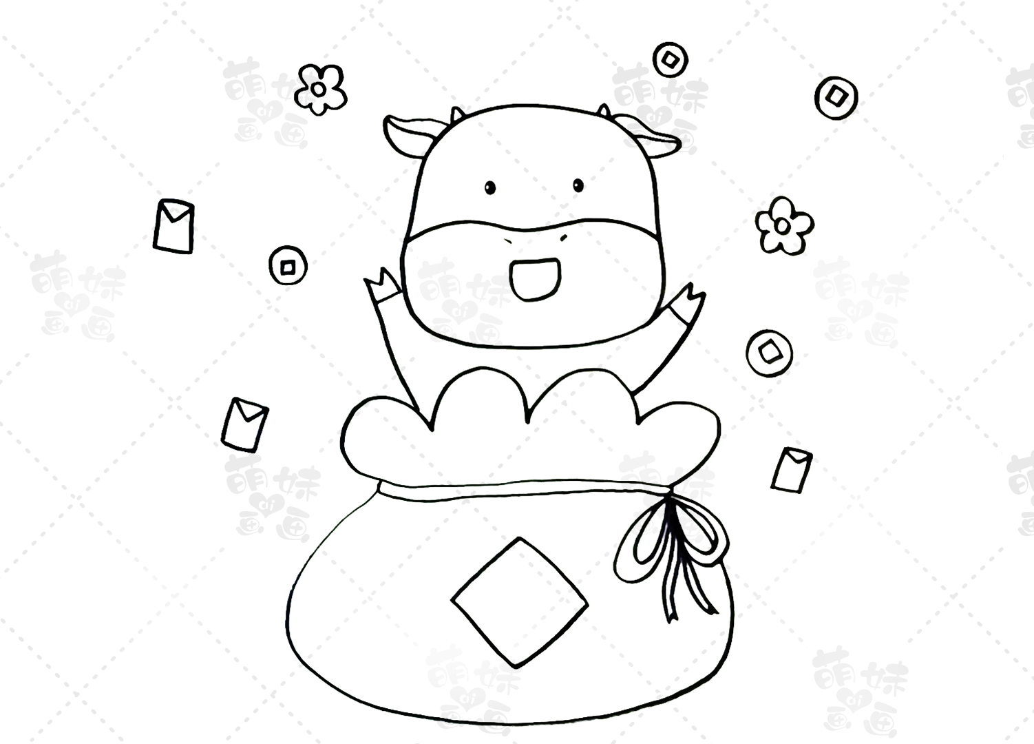 学画8只小牛简笔画,简单又可爱,可收藏备用