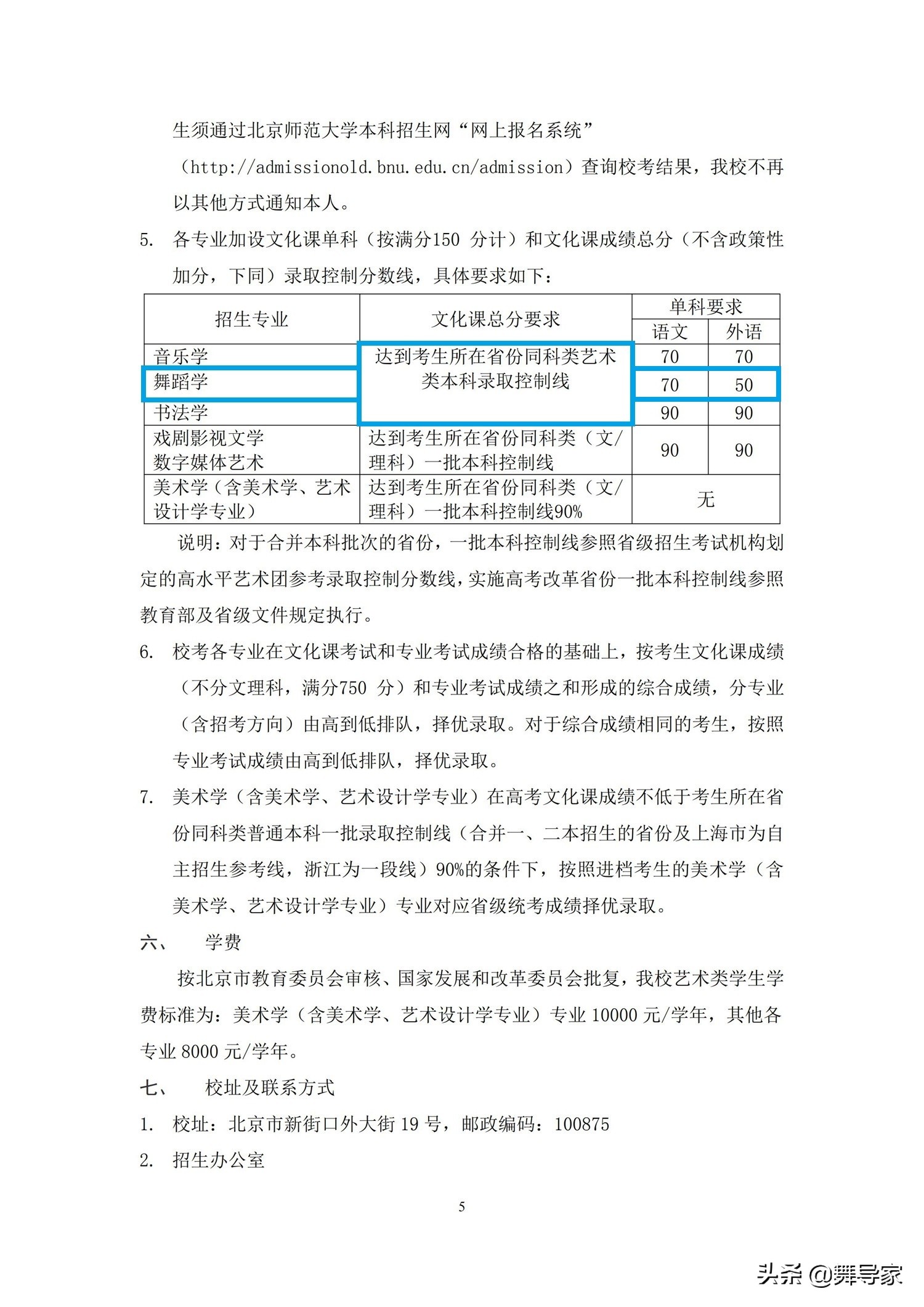 北京师范大学2020年艺术类本科招生简章