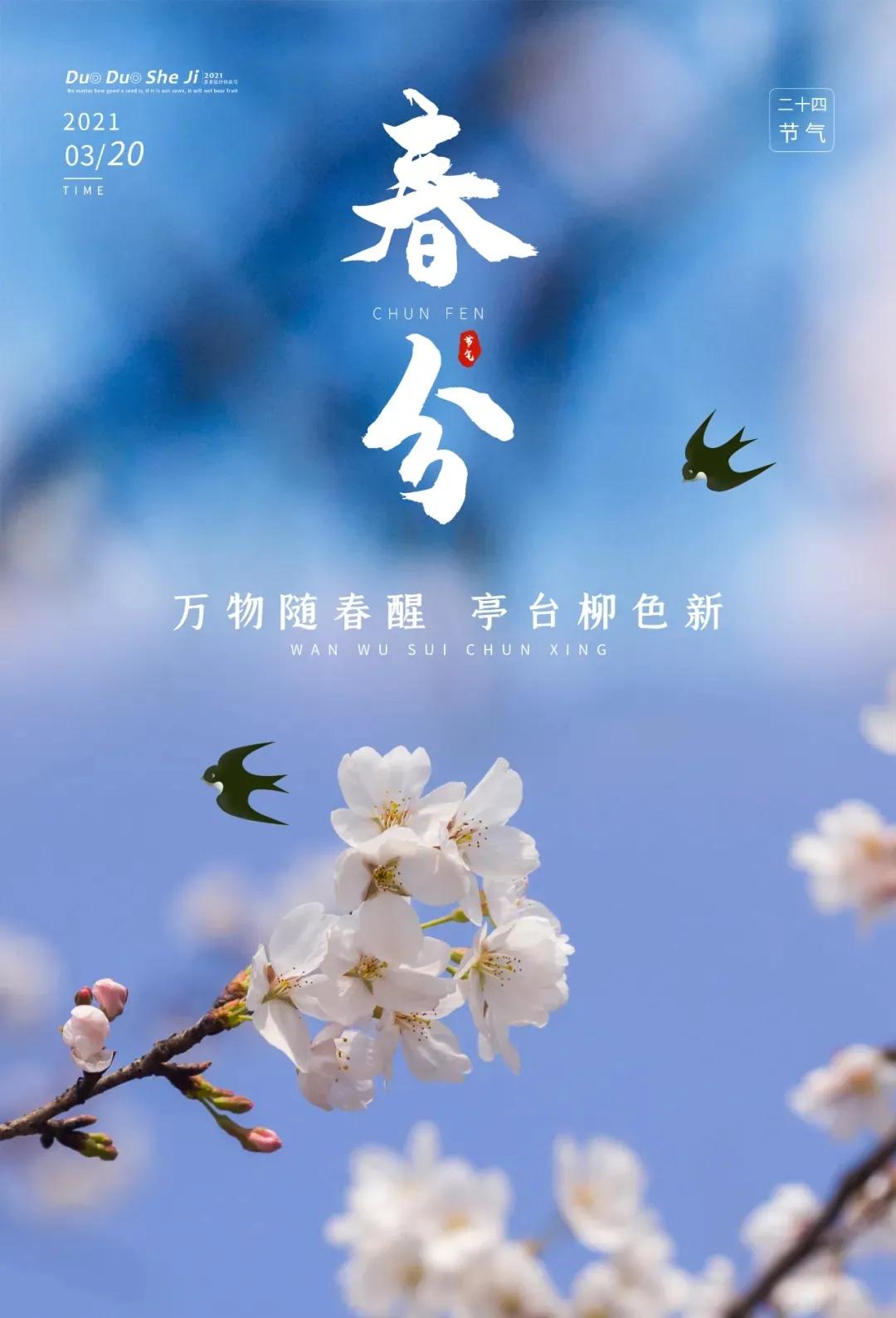 春分节气朋友圈文案说说，春分微信祝福语句子，春分海报